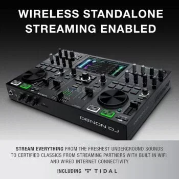 Console DJ intelligente avec 2 platines, streaming WIFI, écran tactile HD 7″ et batterie rechargeable